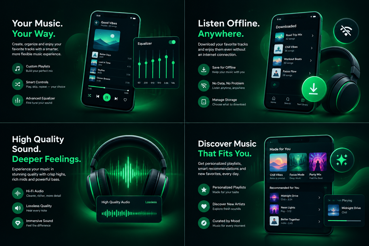 Spotify-inspired music feature illustration